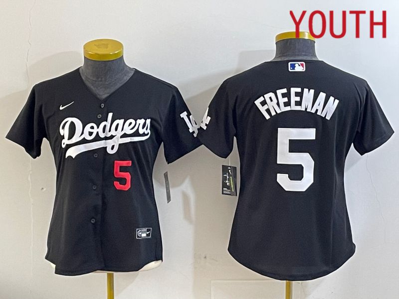 Youth Los Angeles Dodgers #5 Freeman Black Game 2024 Nike MLB Jersey style 11213